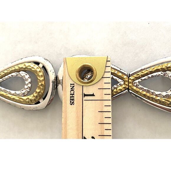 Vintage Gold Silver Stretchy Metal Belt 80's Retro Accessory - Picture 5 of 6